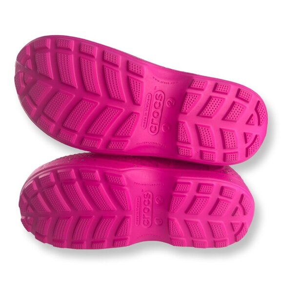 Crocs NEW Handle It Glitter Rain Boots in Hot Pink Girls Kids Size J2 - Picture 6 of 8